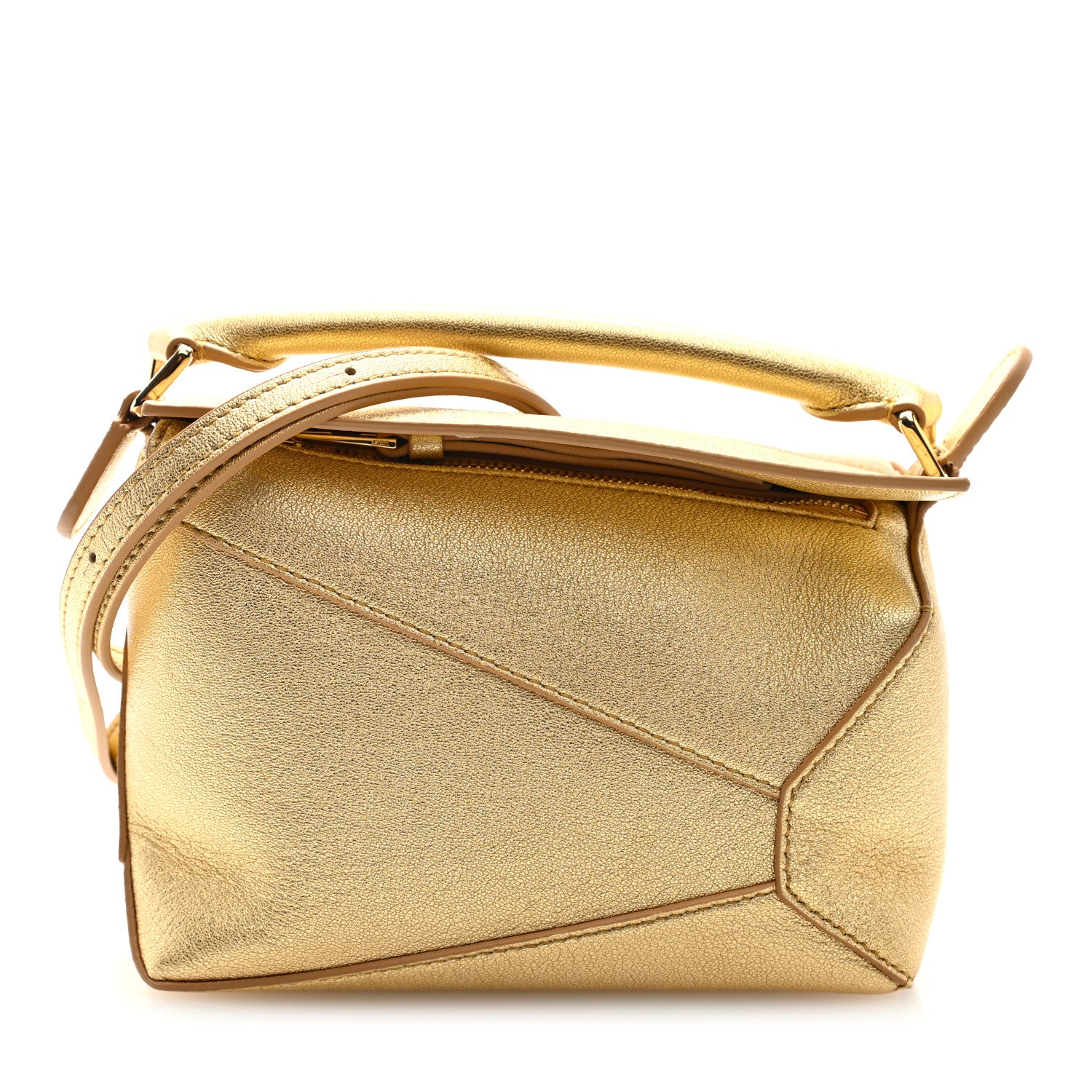 Loewe Laminated Lambskin Mini Puzzle Edge Bag Gold 1 of 9