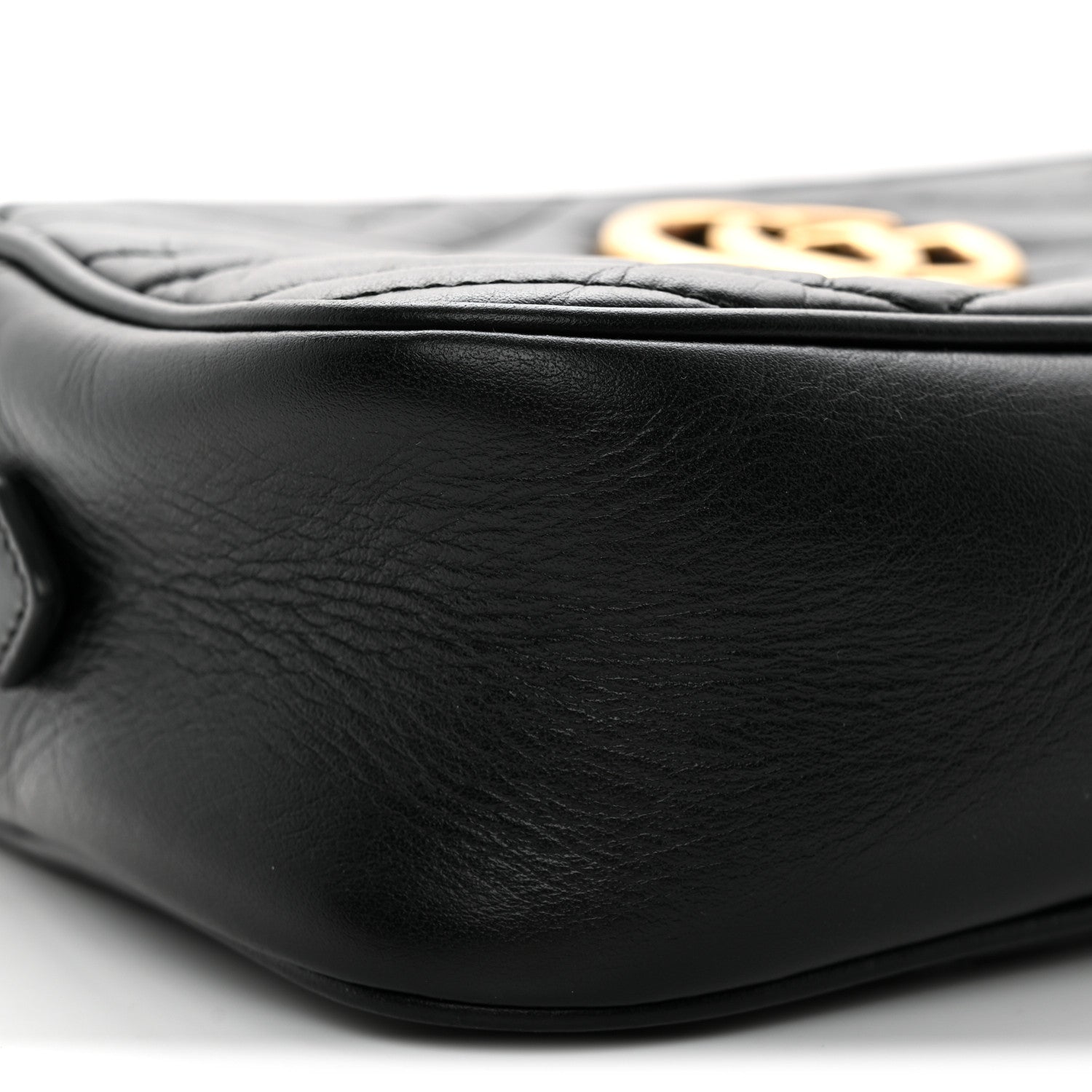 Gucci Calfskin Matelasse Small GG Marmont Chain Shoulder Bag Black 11 of 12