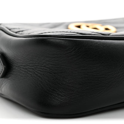 Gucci Calfskin Matelasse Small GG Marmont Chain Shoulder Bag Black 11 of 12