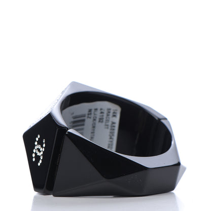 Chanel Resin Crystal CC Cuff Bracelet Black Silver 2 of 4