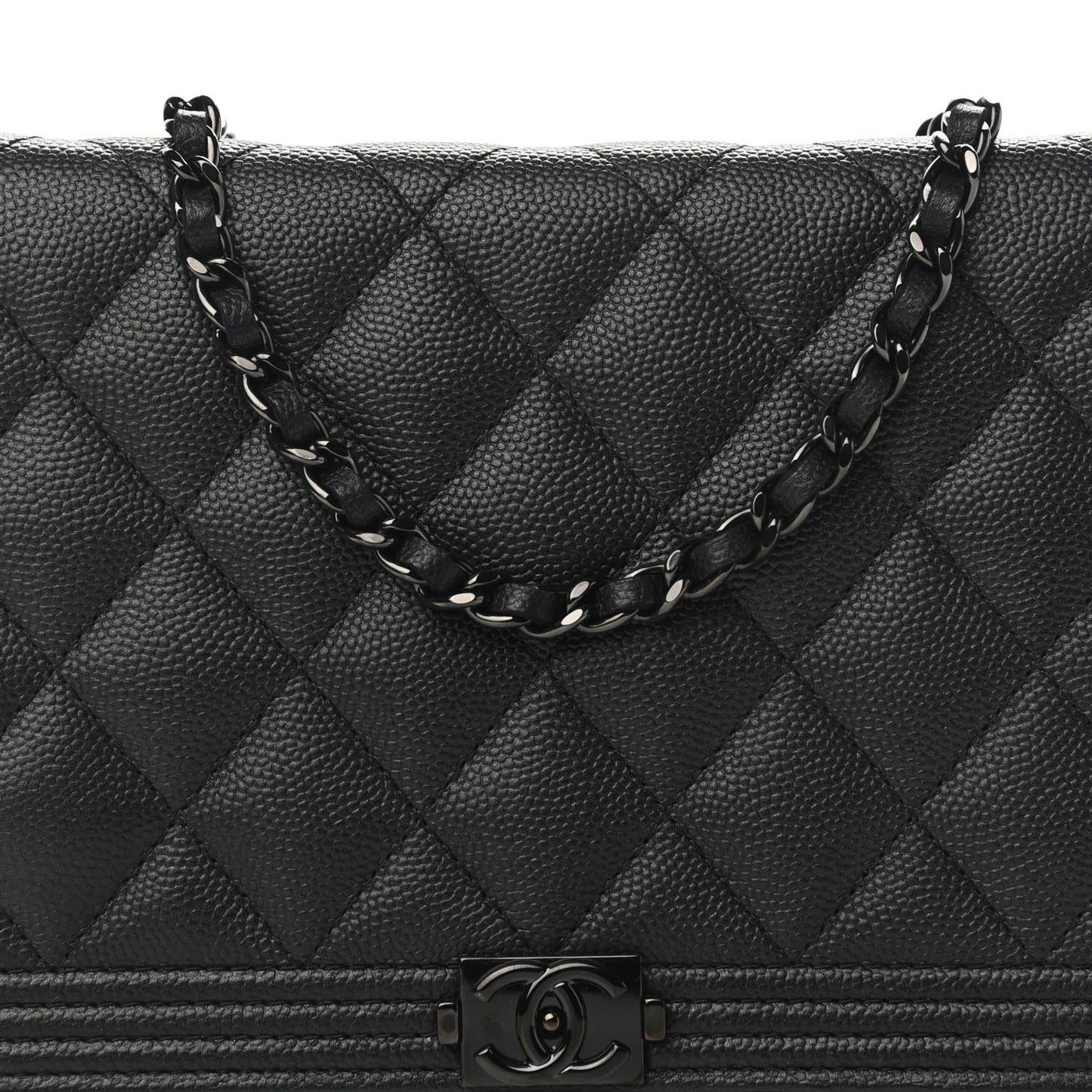Caviar Quilted Boy Wallet On Chain WOC So Black