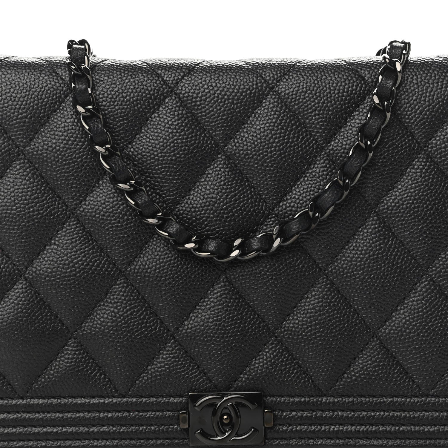 Chanel Caviar Quilted Boy Wallet On Chain WOC So Black 9 of 11