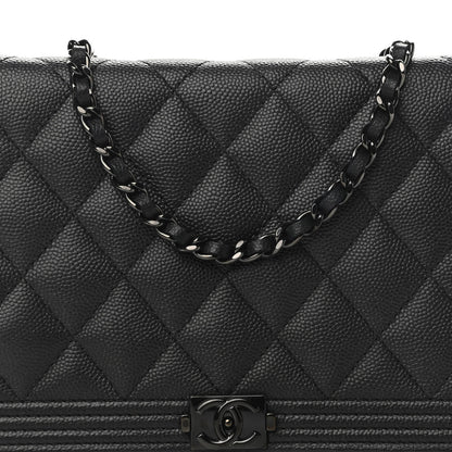 Chanel Caviar Quilted Boy Wallet On Chain WOC So Black 9 of 11