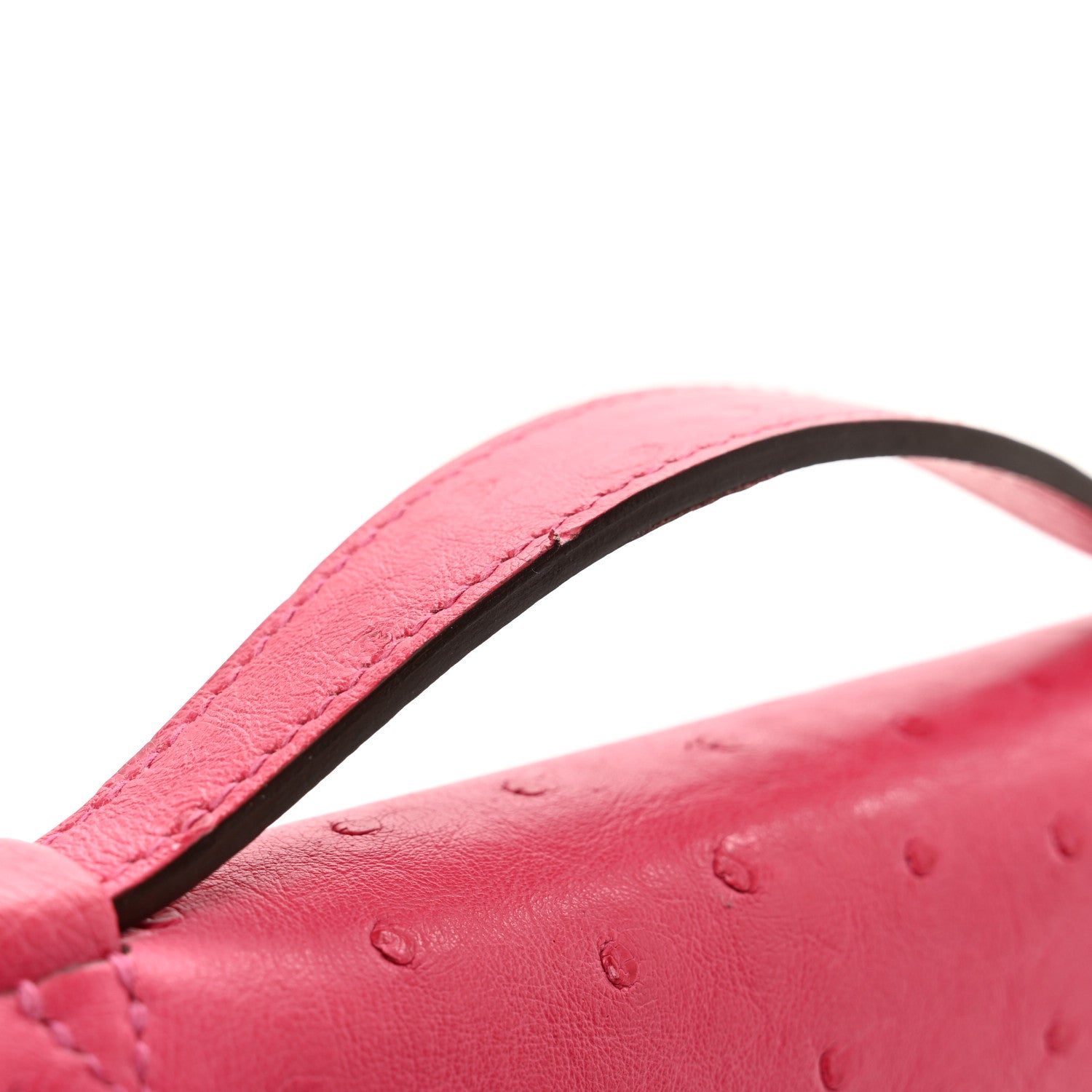 Hermes Ostrich Kelly Pochette Clutch Rose Tyrien 12 of 13