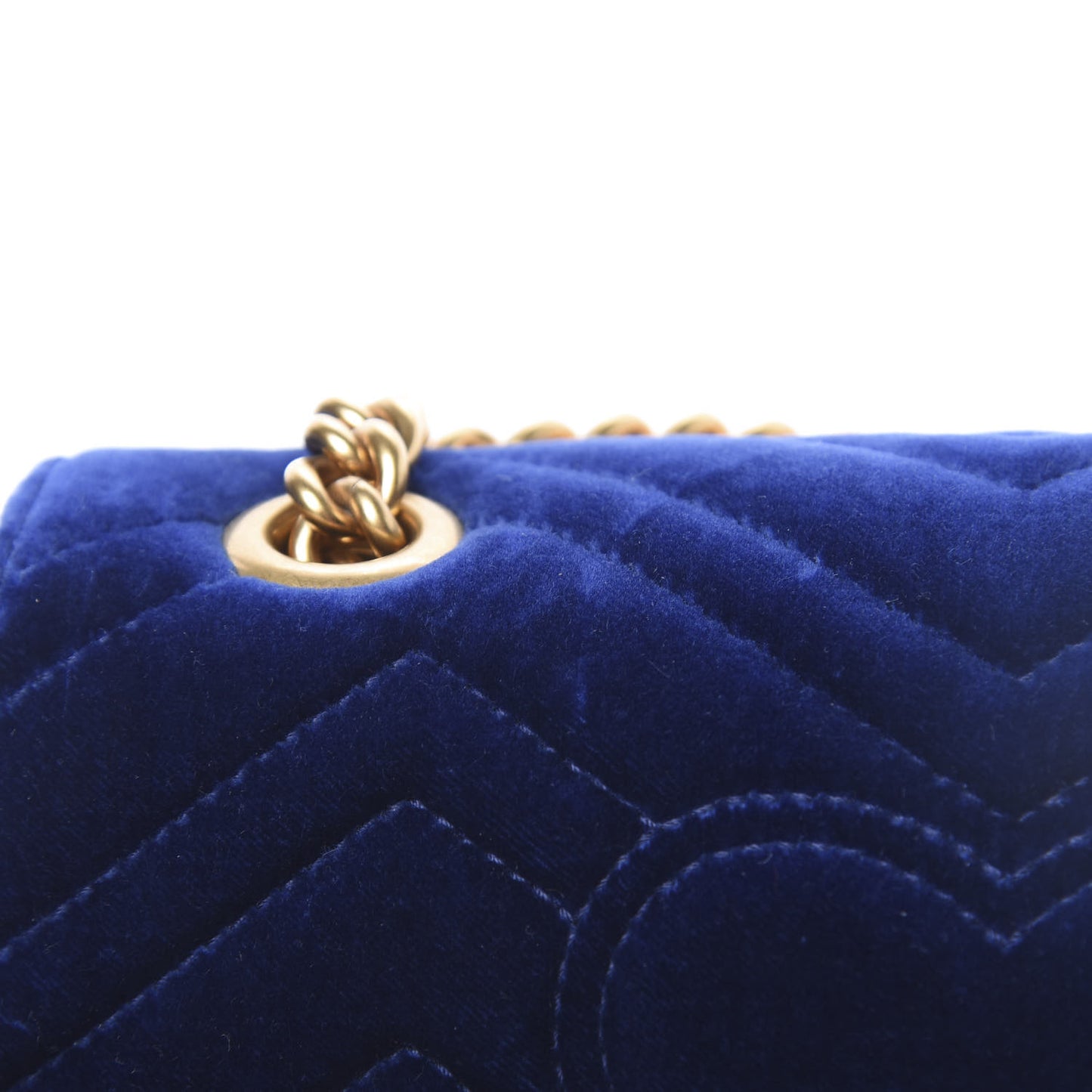 Velvet Matelasse Embroidered Mini GG Marmont Shoulder Bag Cobalt Blue