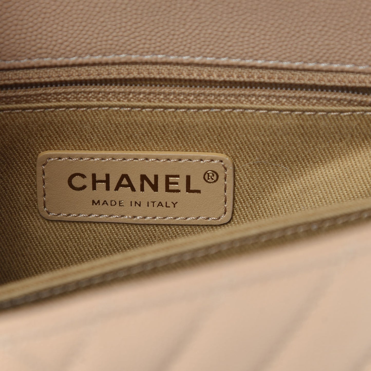 Caviar Chevron Quilted Mini Coco Handle Flap Beige