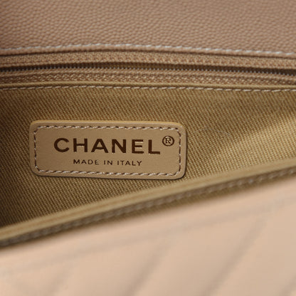 Chanel Caviar Chevron Quilted Mini Coco Handle Flap Beige 6 of 12