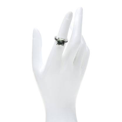 David Yurman Sterling Silver Diamond Prasiolite 11mm Chatelaine Ring 52 6 2 of 5