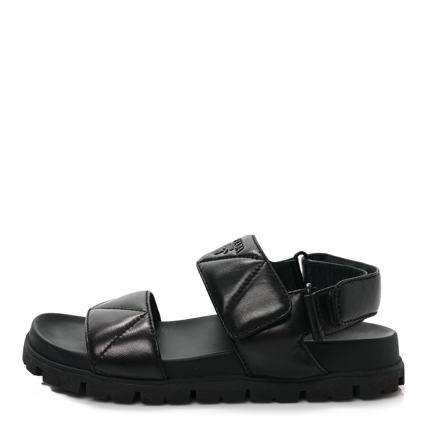 Prada Nappa Logo Quilted 20mm Sport Sandals 35 Black 1 of 9