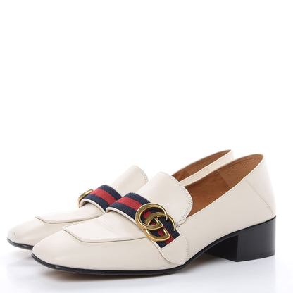 Gucci Calfskin Web Peyton Loafers 38.5 Mystic White 3 of 15