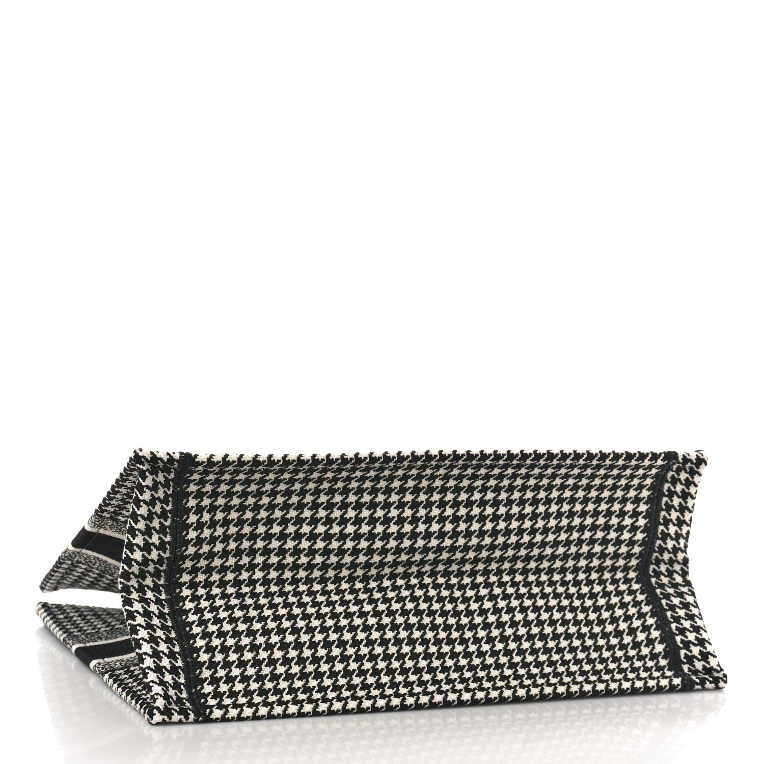 Christian Dior Canvas Houndstooth Embroidered Book Tote Black White 4 of 8