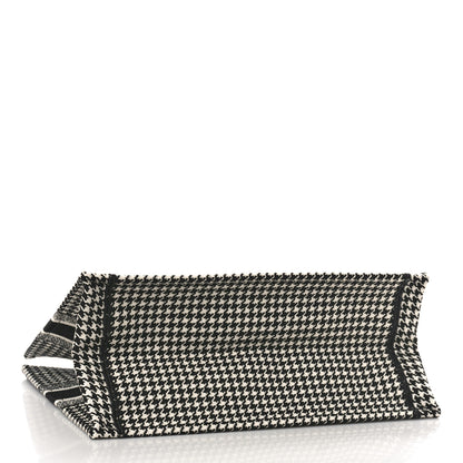 Christian Dior Canvas Houndstooth Embroidered Book Tote Black White 4 of 8