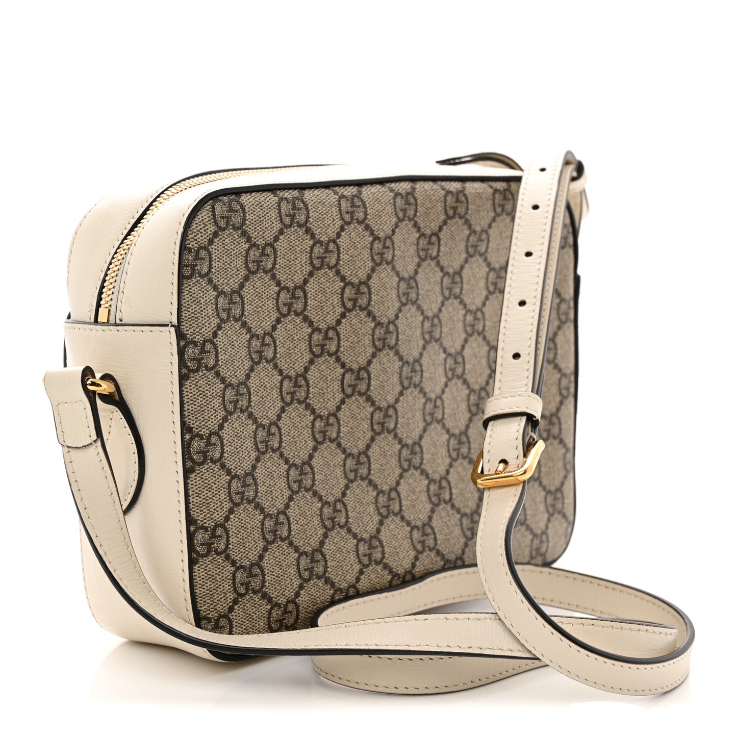 GG Supreme Monogram Small Horsebit 1955 Shoulder Bag Beige Mystic White