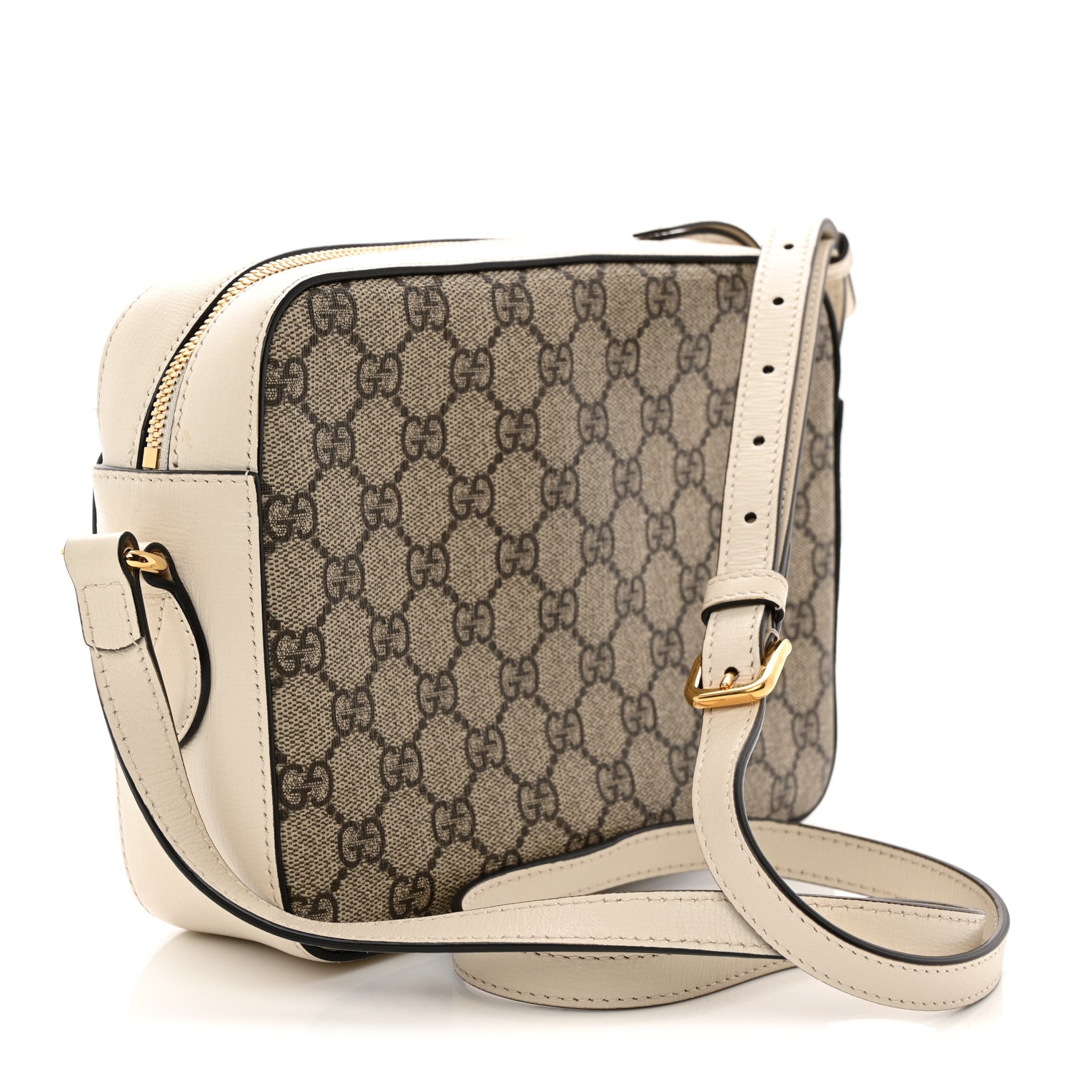Gucci GG Supreme Monogram Small Horsebit 1955 Shoulder Bag Beige Mystic White 3 of 10