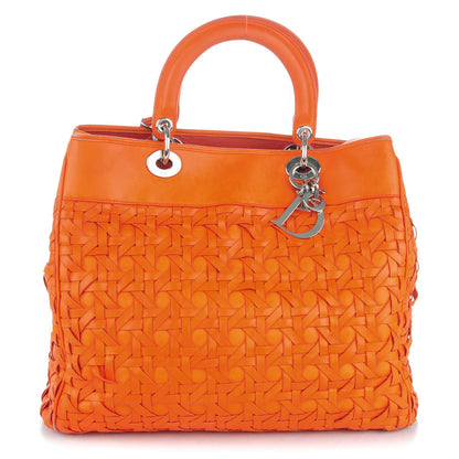 Christian Dior Lambskin Woven North South Avenue Tote Orange 1 of 10