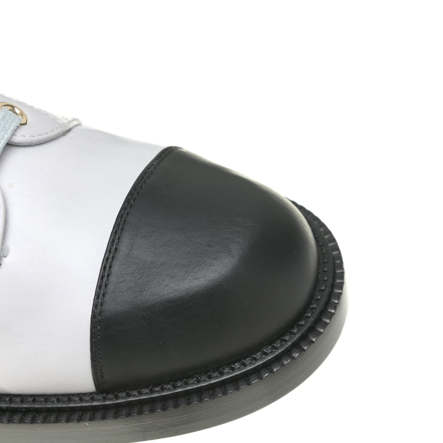 Calfskin Lace Up Logo Mid Calf Combat Boots 37 White Black