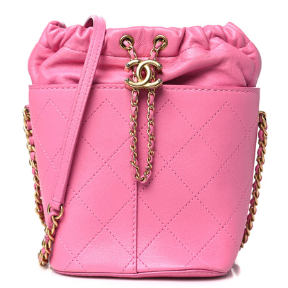 Chanel Calfskin Small CC Chain Bucket Drawstring Bag Pink 1 of 11