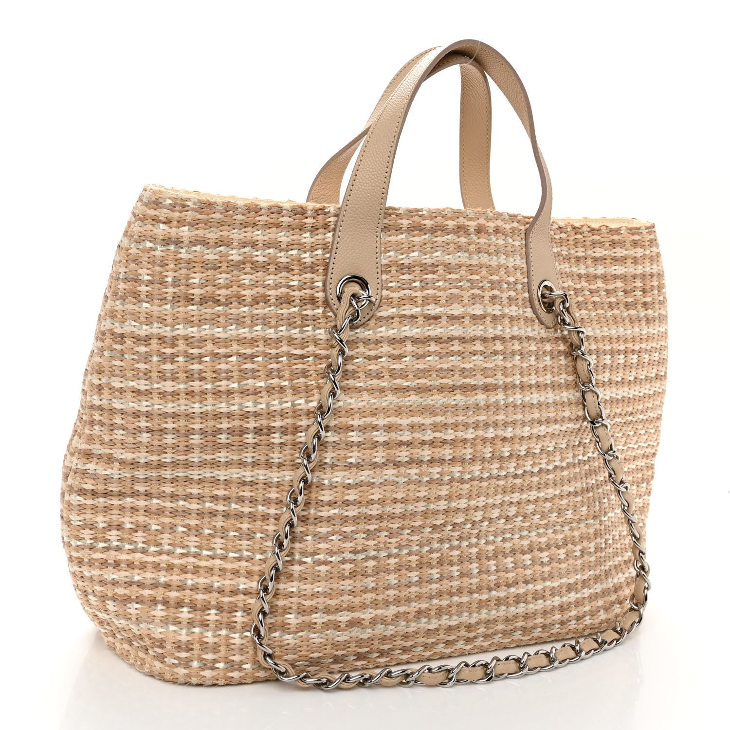Chanel Woven Straw Caviar Large Tote Beige 3 of 13