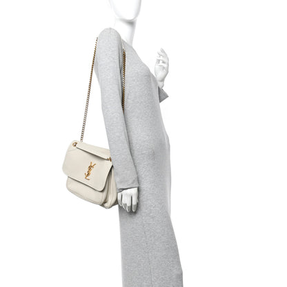 Saint Laurent Grained Lambskin Monogram Medium Niki Chain Satchel Crema Soft 2 of 10