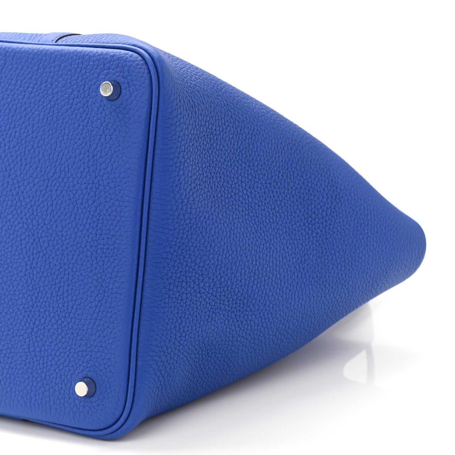Hermes Taurillon Clemence Ostrich Touch Picotin Lock 22 Bleu Electrique 9 of 10