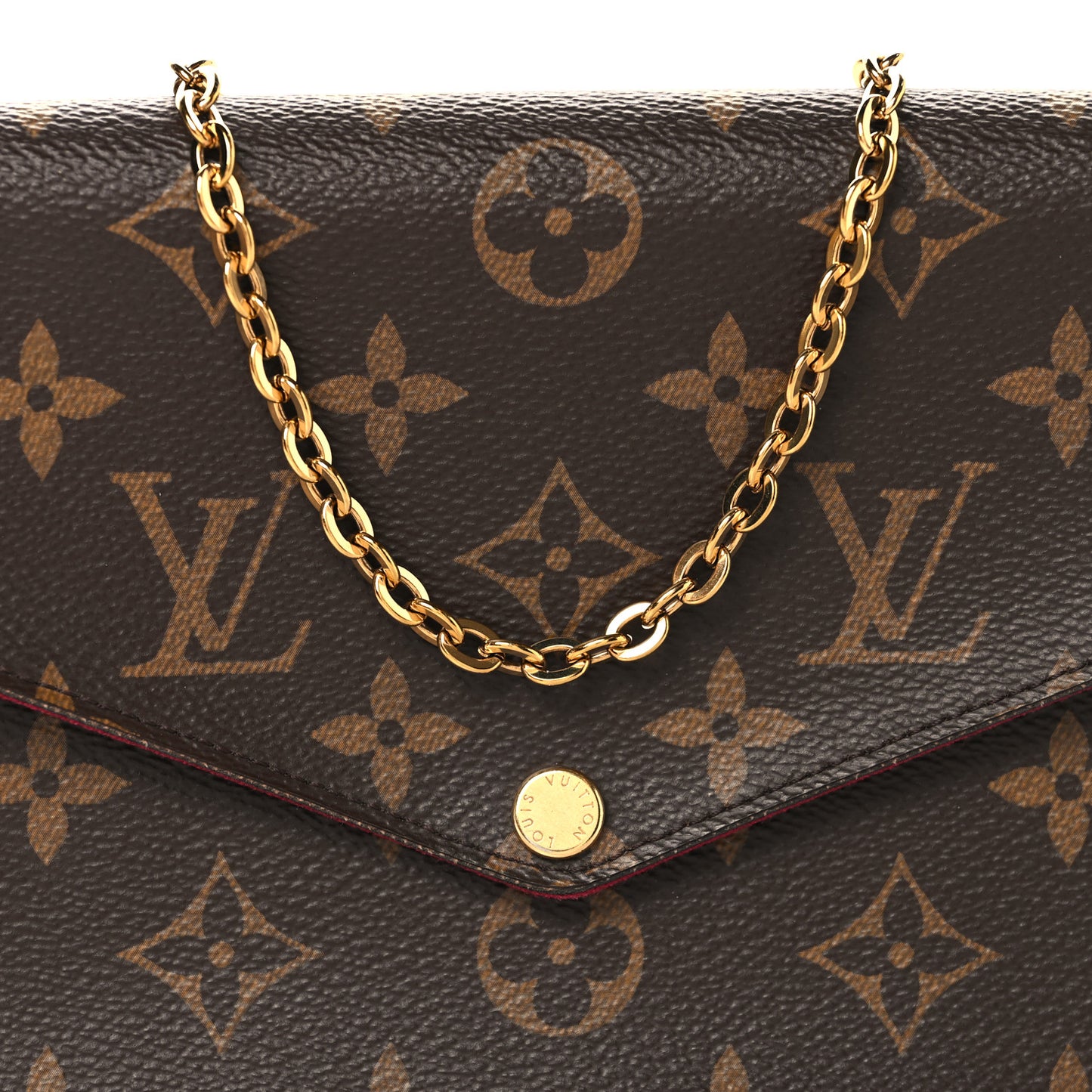 Monogram Pochette Felicie Chain Wallet Fuchsia