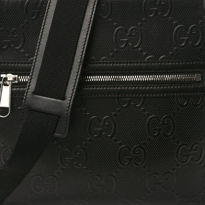 Gucci Calfskin GG Tennis Embossed Small Flat Messenger Bag Black 6 of 10