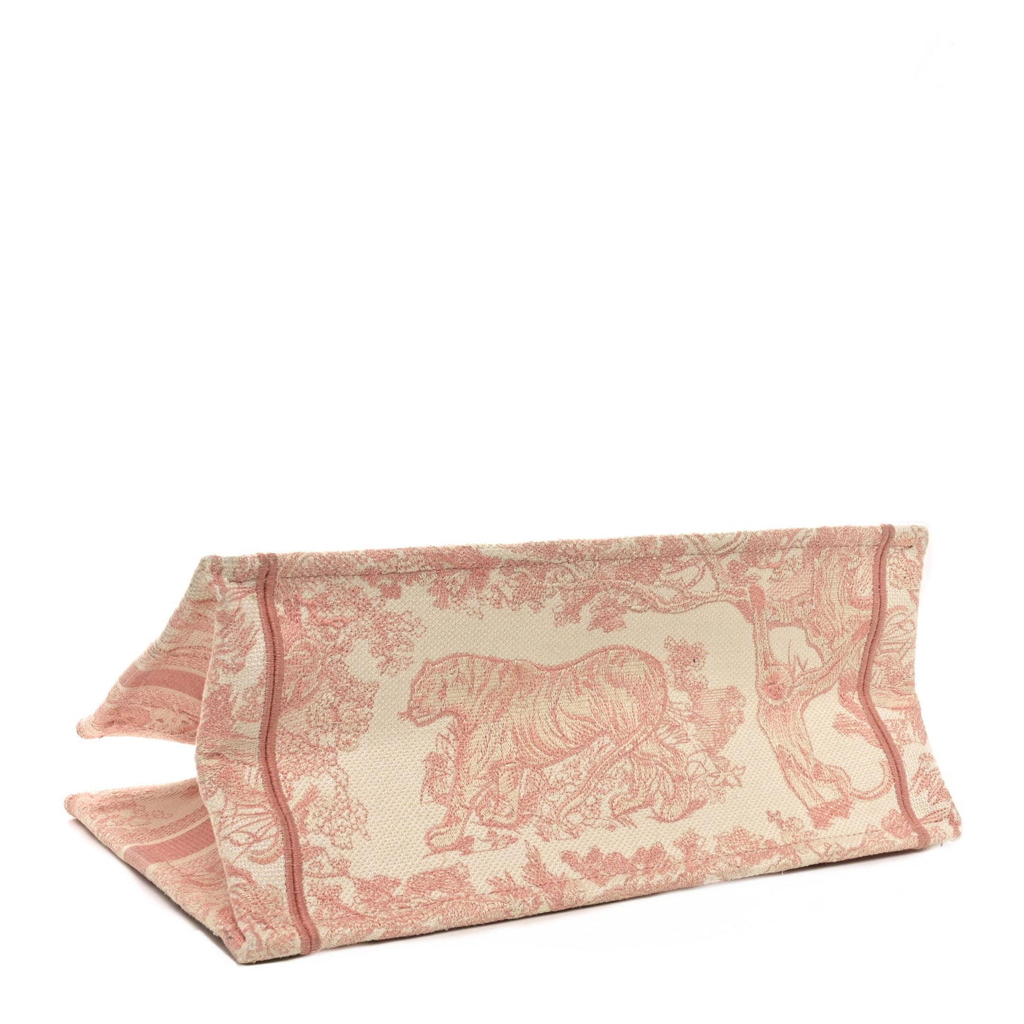 Canvas Toile De Jouy Embroidered Medium Book Tote Pink
