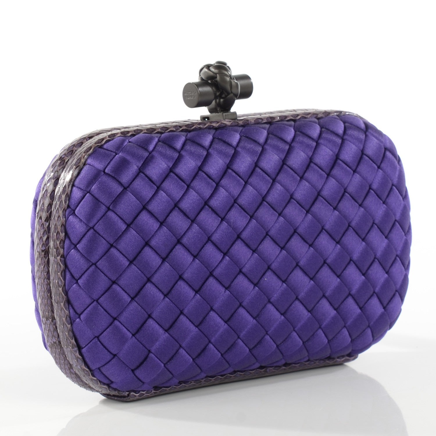 Bottega Veneta Satin Intreccio Impero Ayers Knot Clutch Violet 2 of 5
