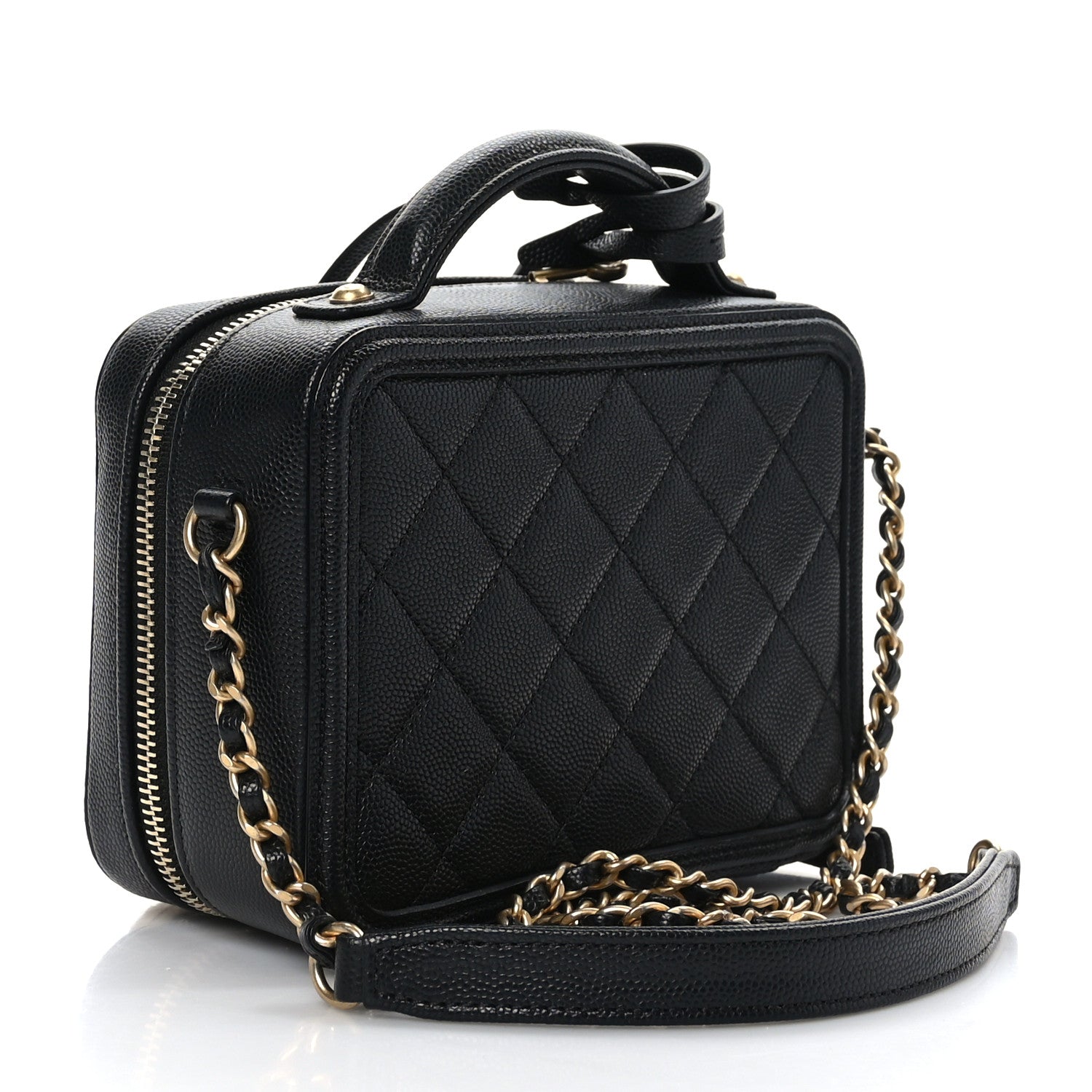 Chanel Caviar Quilted Small CC Filigree Vanity Case Black 3 of 9