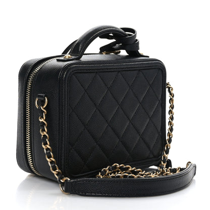 Chanel Caviar Quilted Small CC Filigree Vanity Case Black 3 of 9