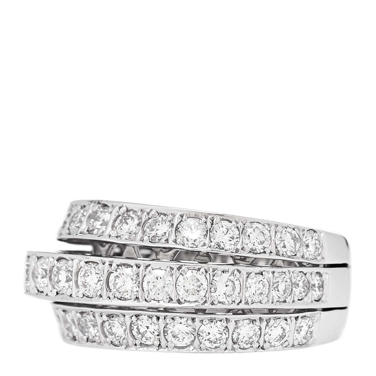 Parker & West by FASHIONPHILE 18K White Gold Diamond 2.45ctw Three-Row Ring 56 7.5 3 of 9