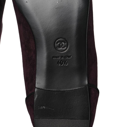 Chanel Suede Calfskin Womens Mocassin CC Flats 40.5 Burgundy 7 of 12