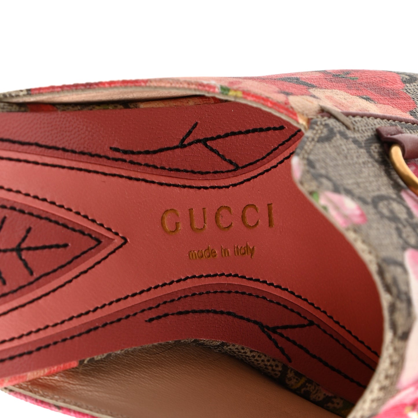 GG Supreme Monogram Blooms Womens Princetown Slippers 37.5 Beige Multicolor Dry Rose