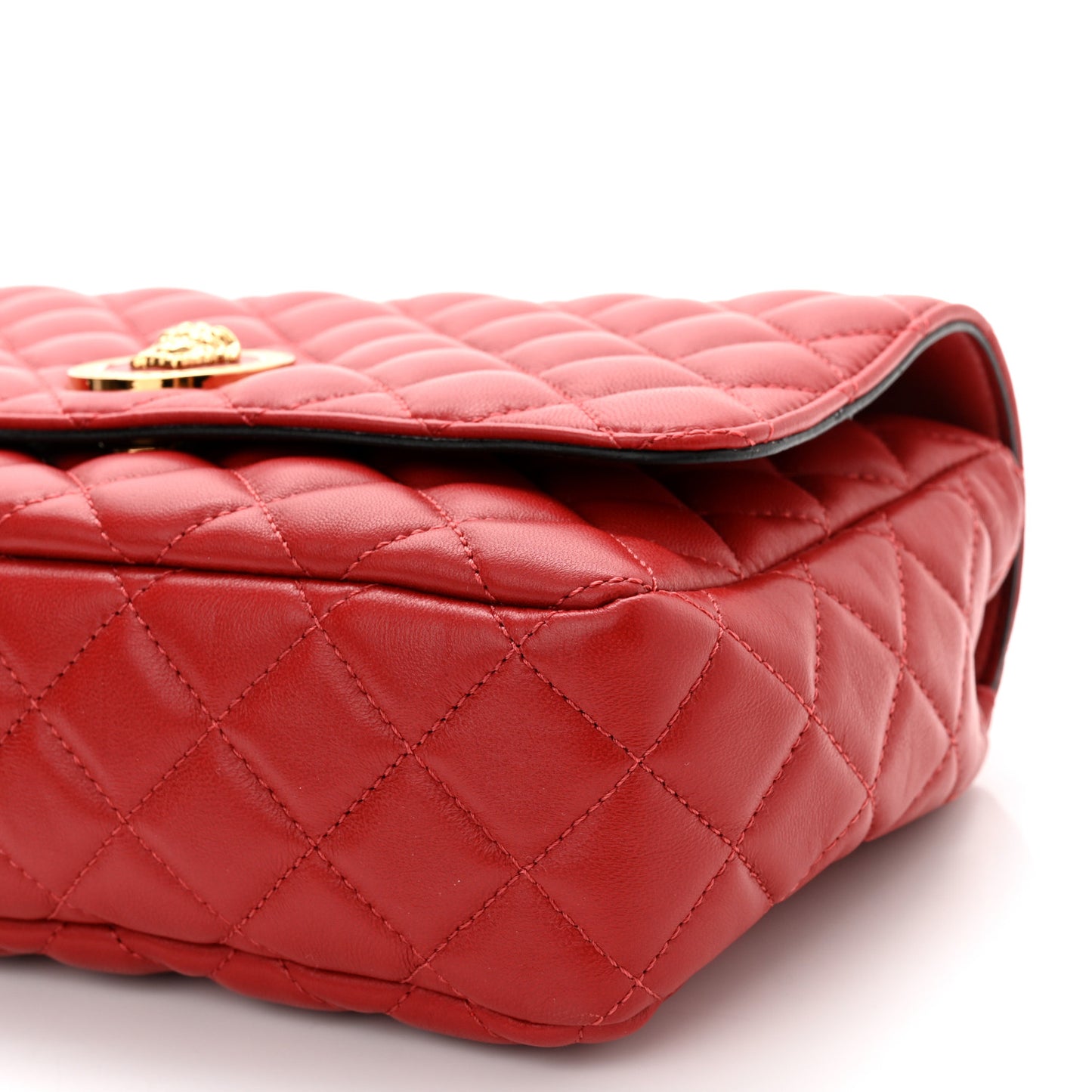 Nappa Quilted Medusa Chain Crossbody Red