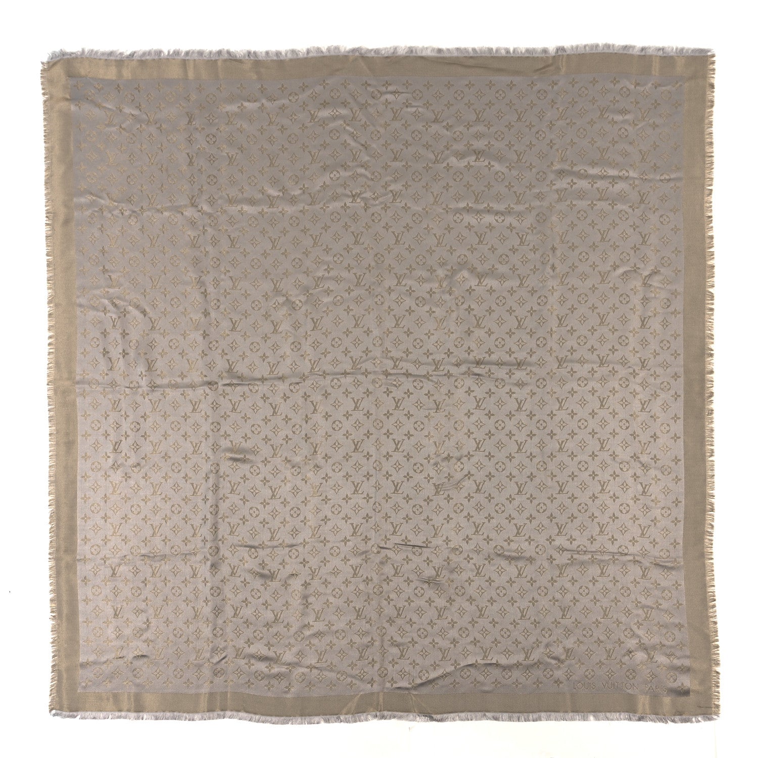 Louis Vuitton Silk Lurex Wool Monogram Shine Shawl Greige 1 of 4