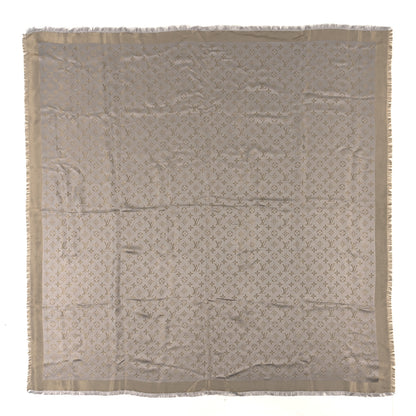Louis Vuitton Silk Lurex Wool Monogram Shine Shawl Greige 1 of 4
