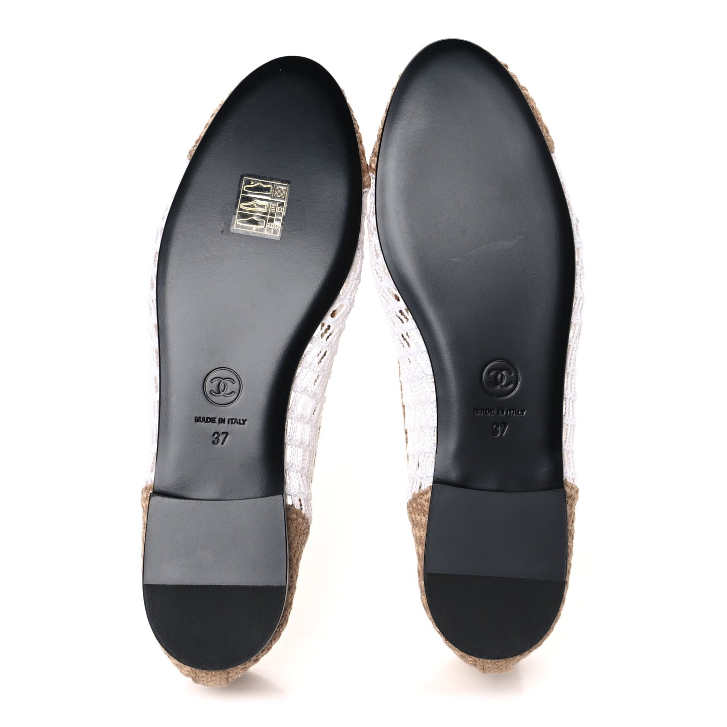 Raffia Cap Toe Ballerina Flats 37 White Beige