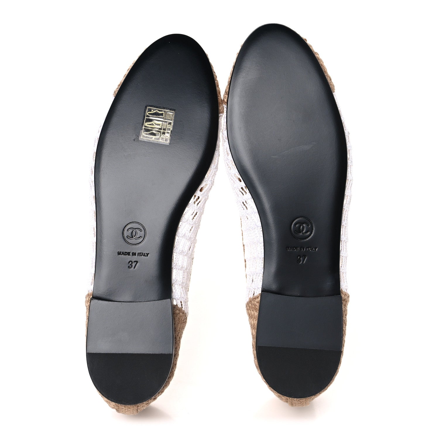 Chanel Raffia Cap Toe Ballerina Flats 37 White Beige 6 of 9