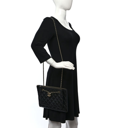 Chanel Shiny Lambskin Quilted Medium Double Case With Strap Black 2 of 9