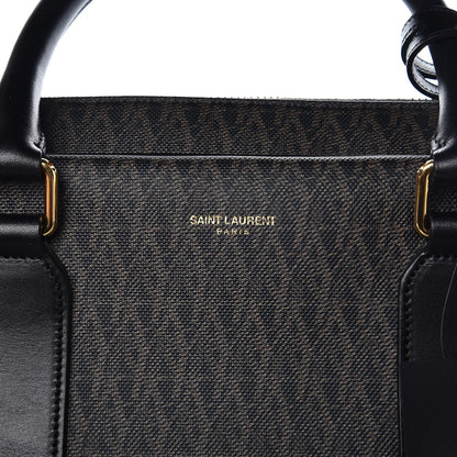 Saint Laurent Toile Classic Monogram Flat Briefcase Black 7 of 9