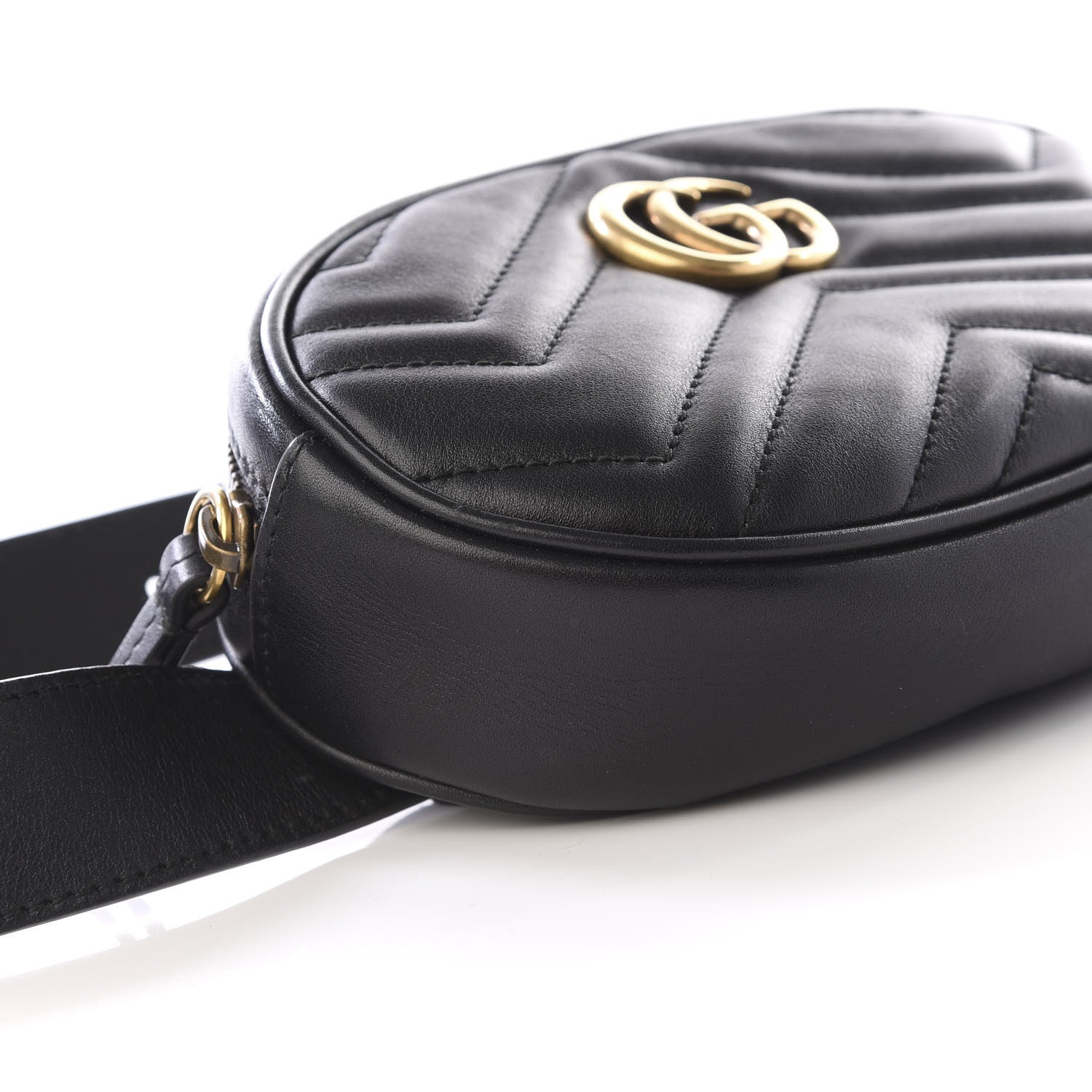 Gucci Calfskin Matelasse GG Marmont Belt Bag 85 34 Black 8 of 9