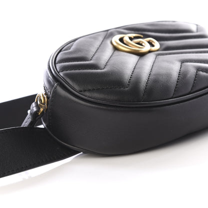 Gucci Calfskin Matelasse GG Marmont Belt Bag 85 34 Black 8 of 9