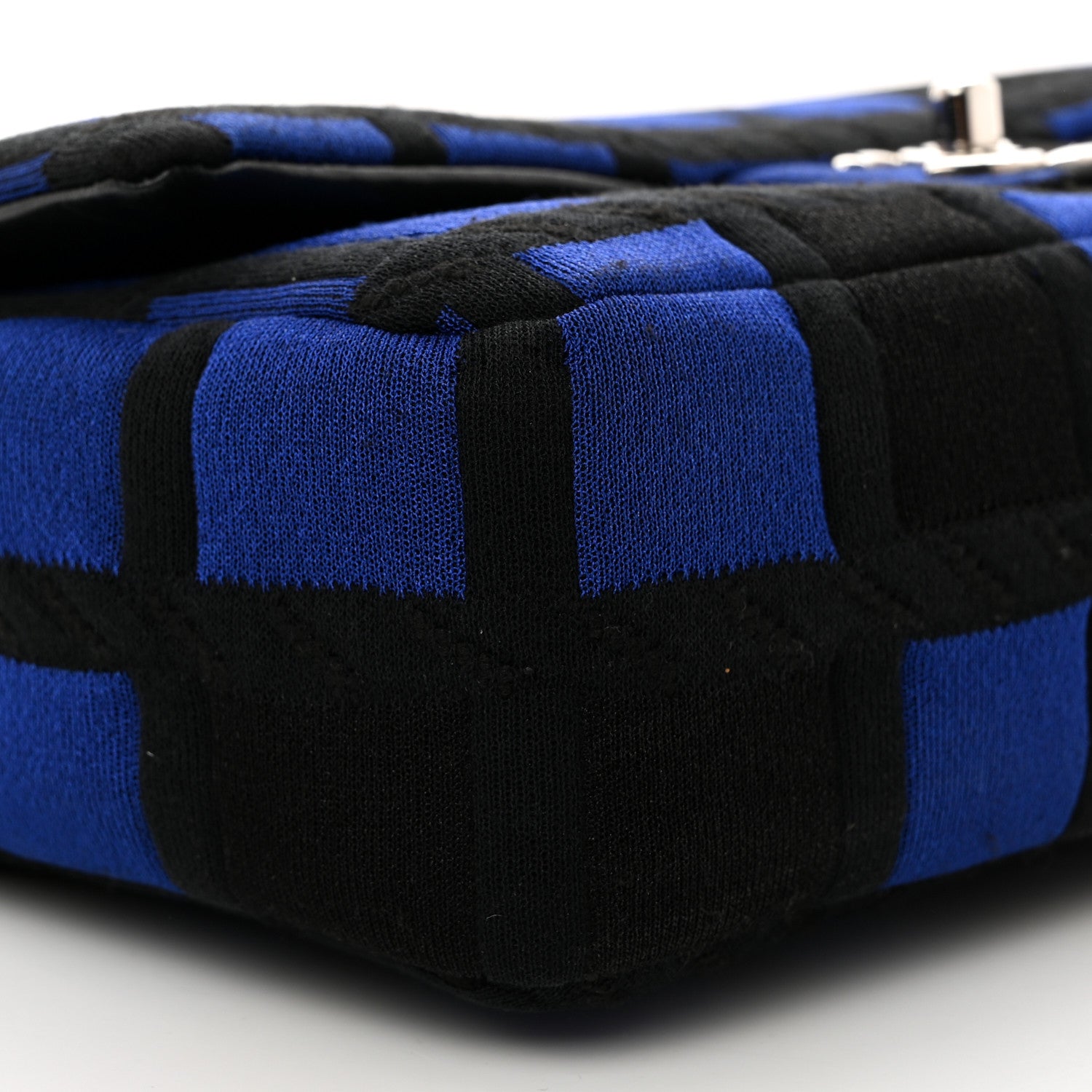 Chanel Jersey Quilted Medium Single Flap Blue Black 9 of 10