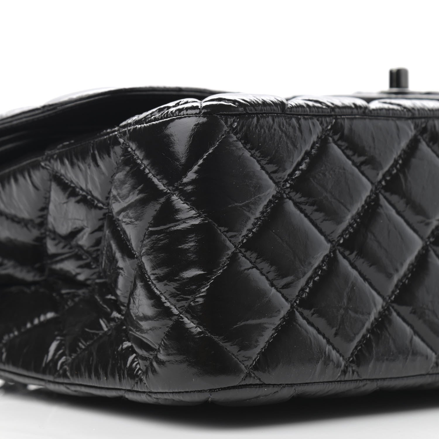 Chanel Shiny Distressed Calfskin Quilted Jumbo Double Flap So Black 9 of 11