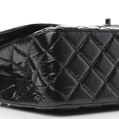 Chanel Shiny Distressed Calfskin Quilted Jumbo Double Flap So Black 9 of 11