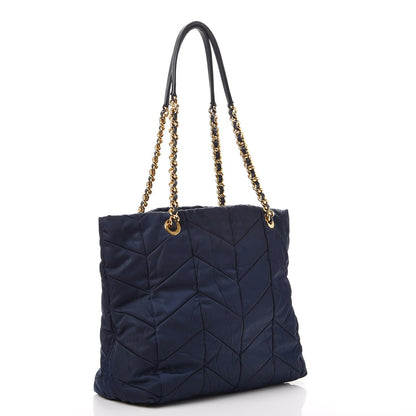 Prada Tessuto Nylon Chevron Quilted Tote Navy 3 of 13