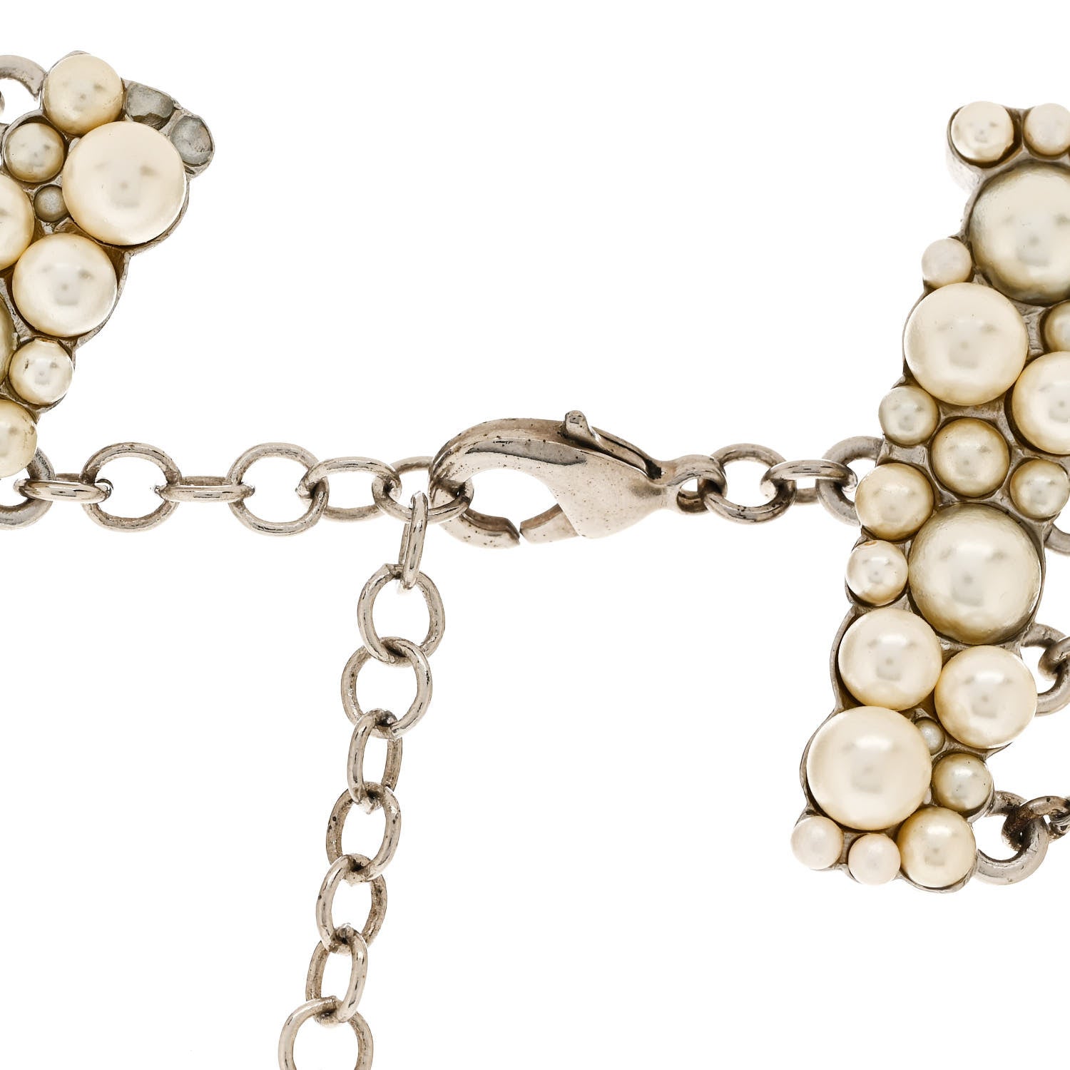 Chanel Pearl Multi Strand Choker Necklace Silver 5 of 7