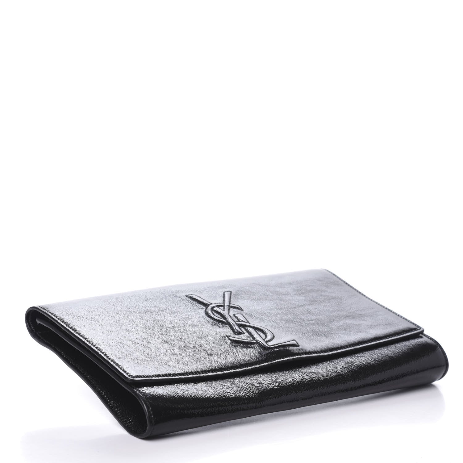 Saint Laurent Textured Patent Monogram Large Belle De Jour Clutch Black 8 of 12