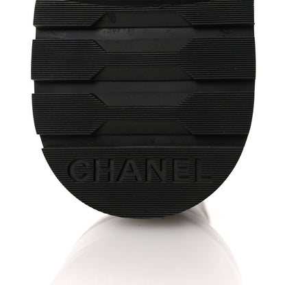 Chanel Lambskin Calfskin Quilted Lace Up Combat Boots 37.5 Light Brown Black 7 of 10