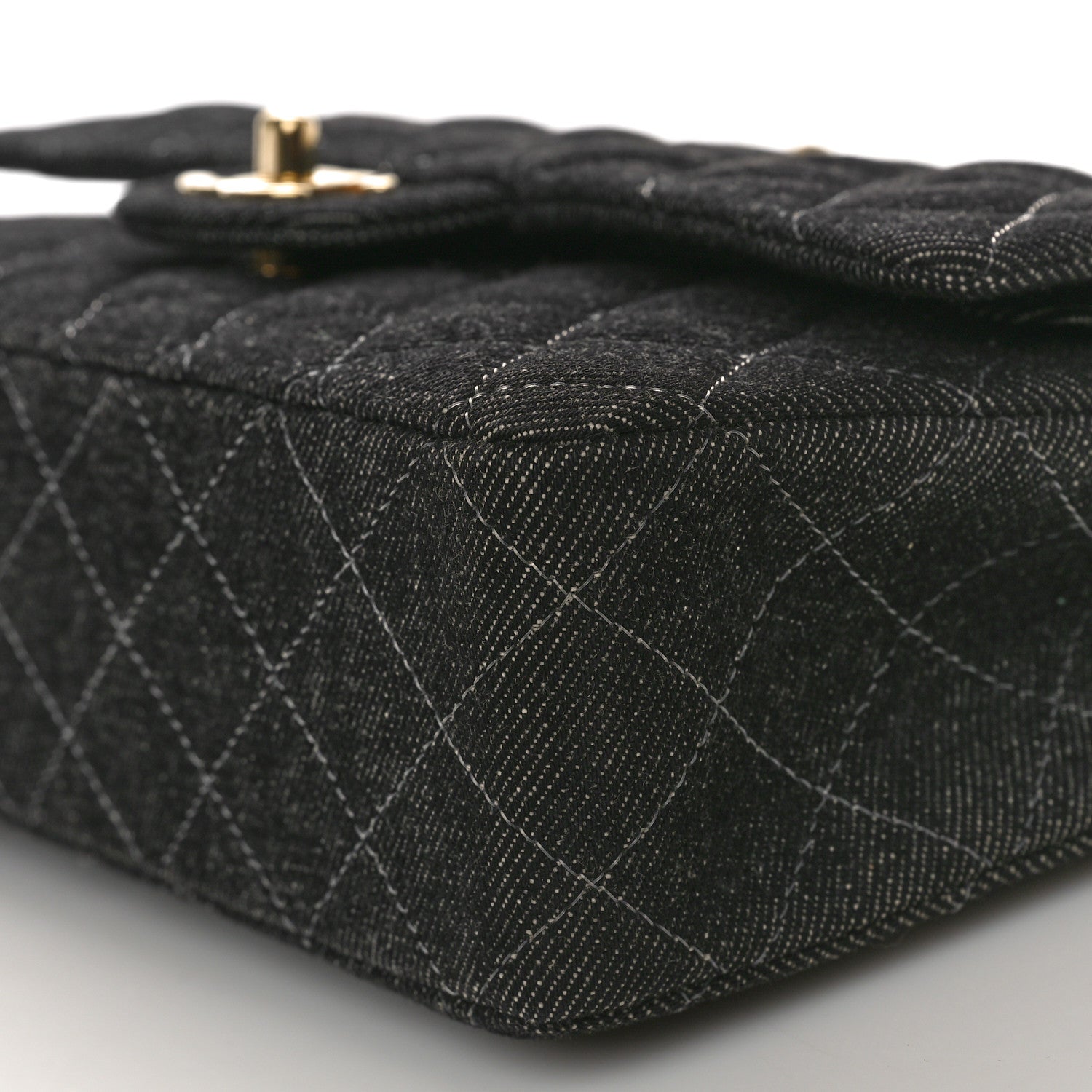 Chanel Denim Quilted Medium Double Flap Black 10 of 11